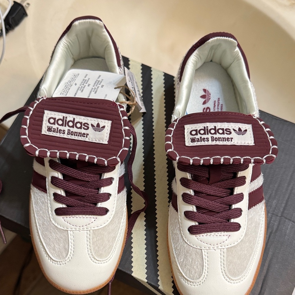 adidas Wales Bonner Cream & Maroon Low-Top Sneakers